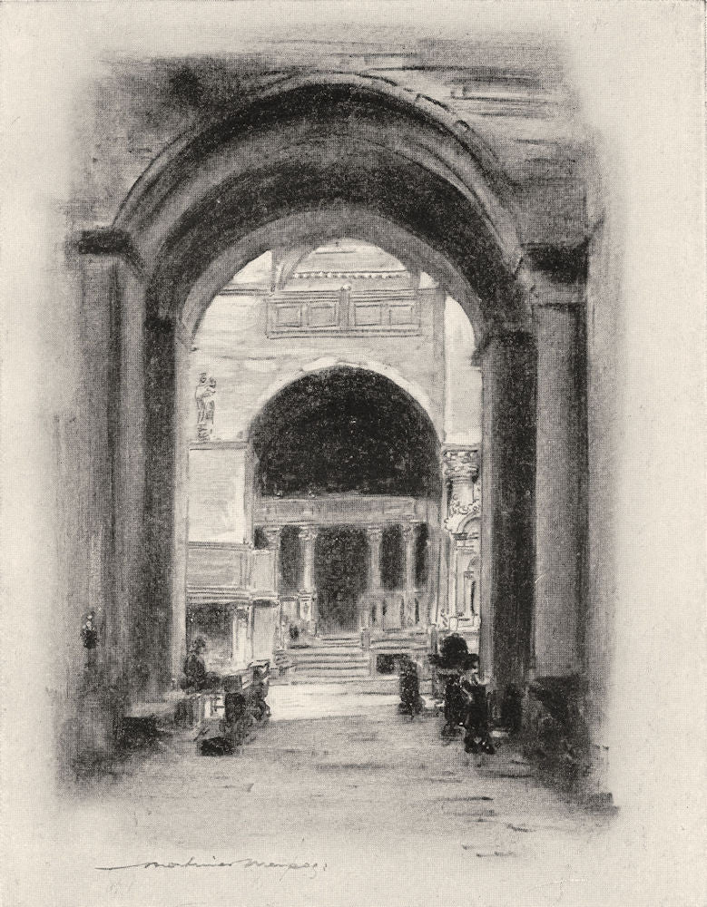 VENICE. Italy. Inside St Mark's Venice 1920 old antique vintage print picture